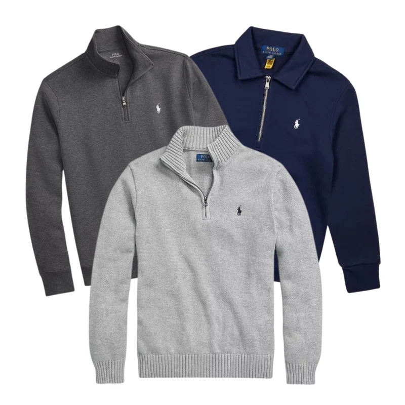 Mix 10x Pièces Ralph Lauren Sweatshirt 1/4 Zippé Premium