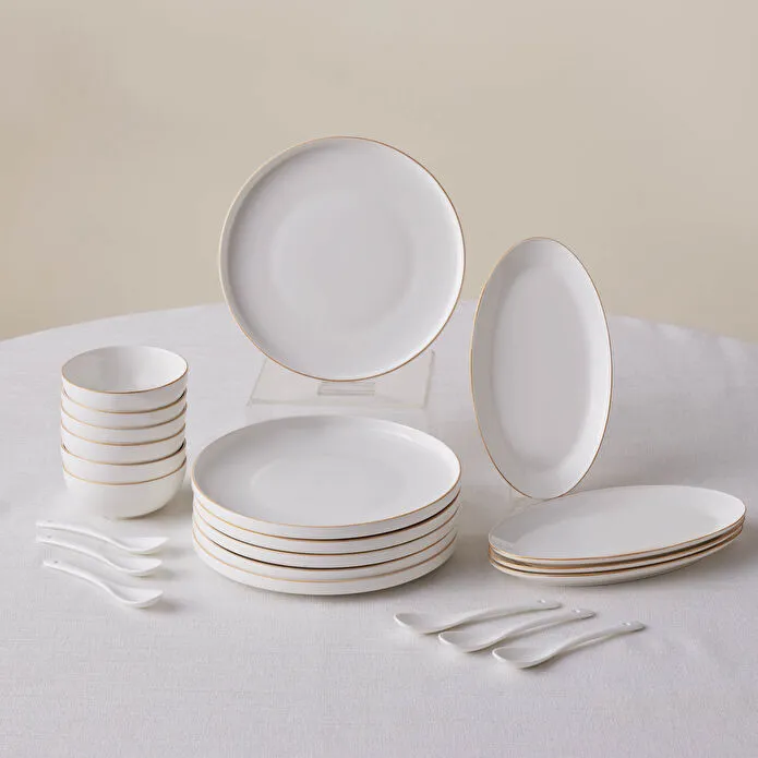 Karaca Forever Bone Fika Ensemble De Petit-Déjeuner 22 Pièces Pour 6 Personnes Or