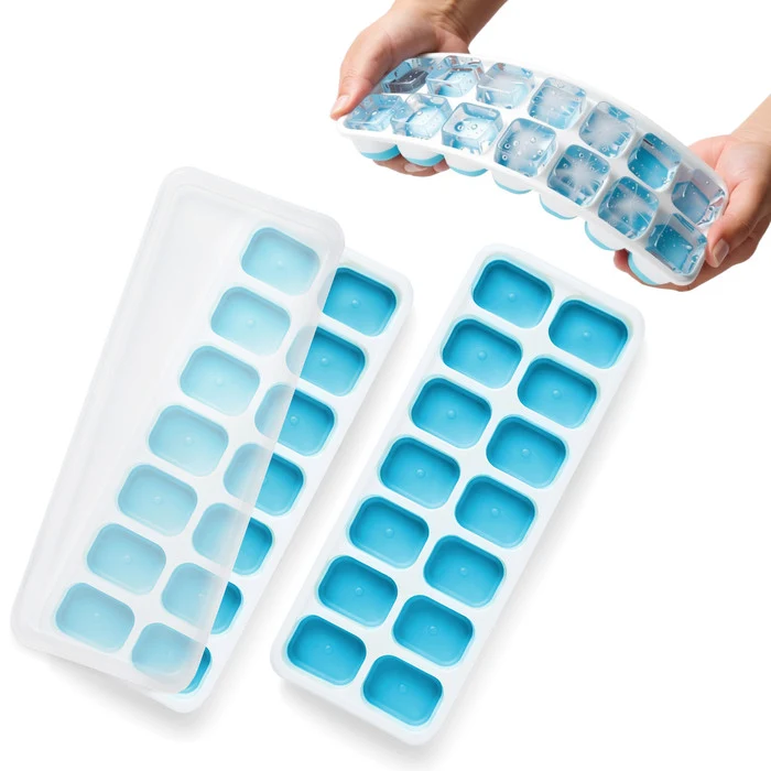 Silicone Ice Cube Trays with Non-Spill Lids