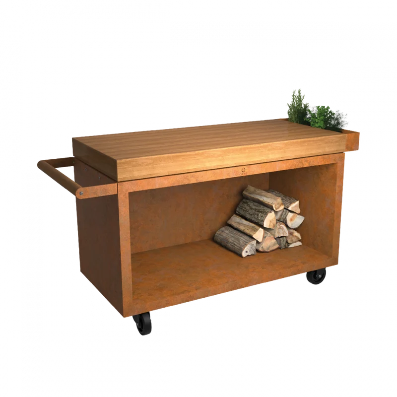 Table Mise en Place Corten 135 PRO Bois de Teck
