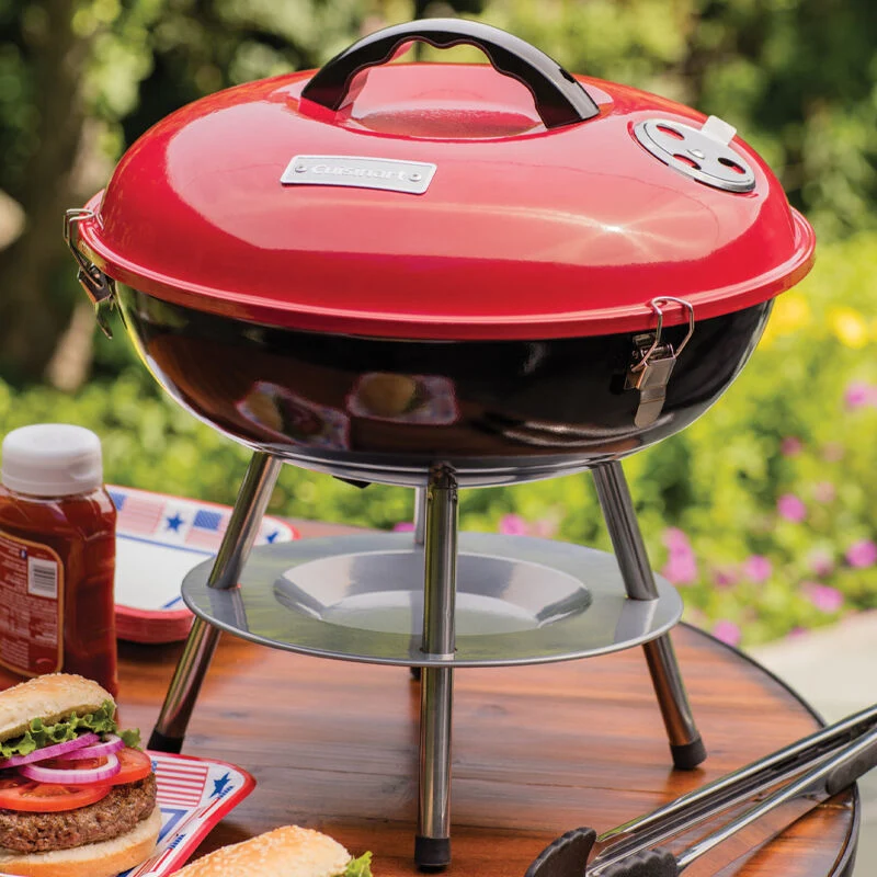 Barbecue au charbon portatif de 14 po (35 cm) – Rouge