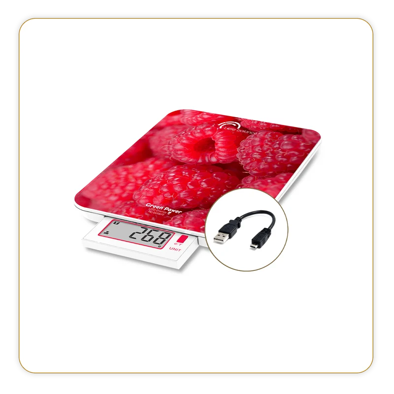 Balance de cuisine, Slide 6 USB, Framboises, Sans pile