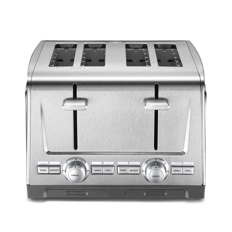 Grille-pain 4 tranches XL en acier inoxydable