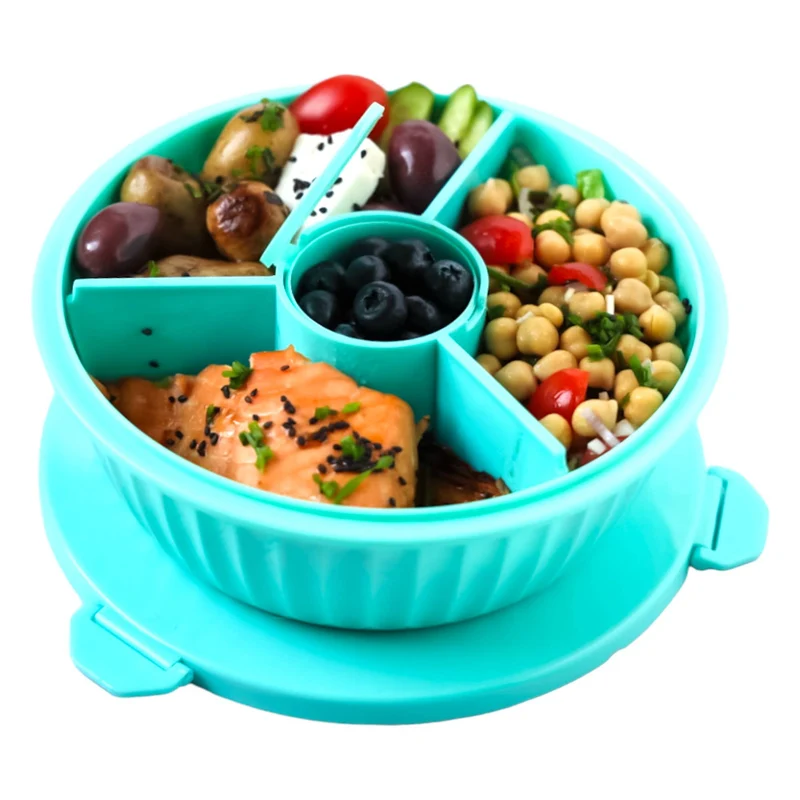 Bol à salade étanche avec séparateur 3 compartiments - Paradise Aqua