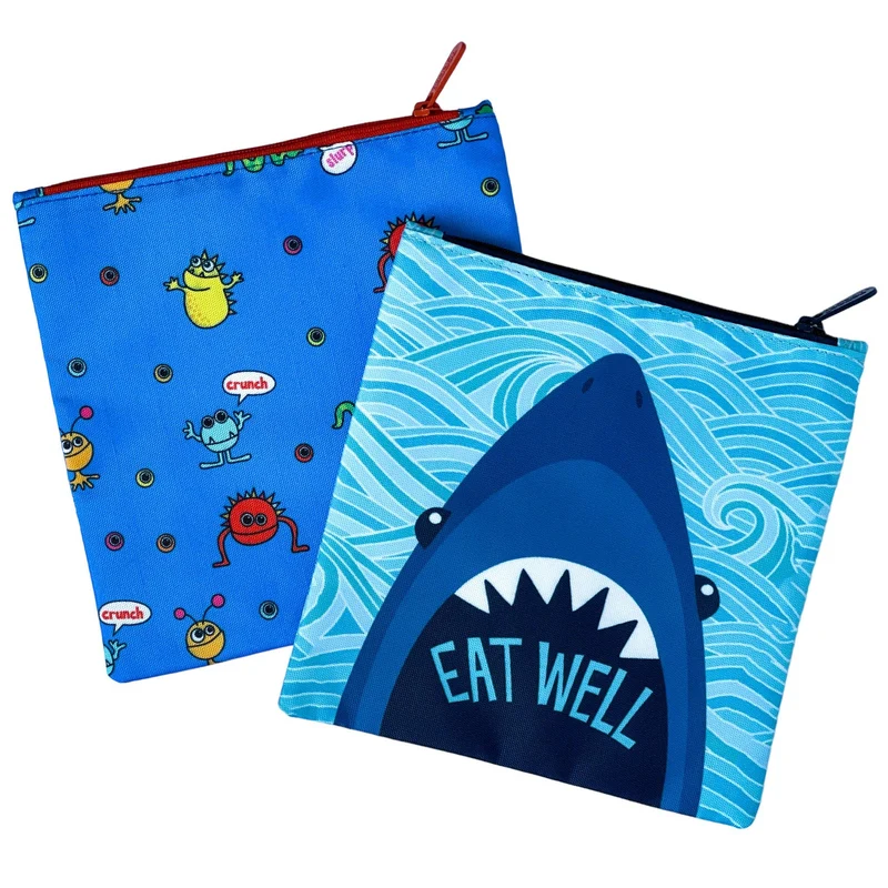 Lot de 2 sacs à sandwich réutilisables - Requin pacifique et monstres