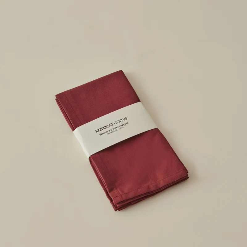 KARACA HOME BELLE LOT DE 2 SERVIETTES EN TISSU ANTITACHE, BORDEAUX 40X40 CM