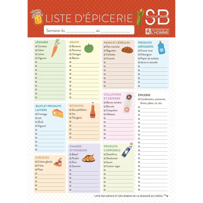 Listes d'épicerie Salut Bonjour