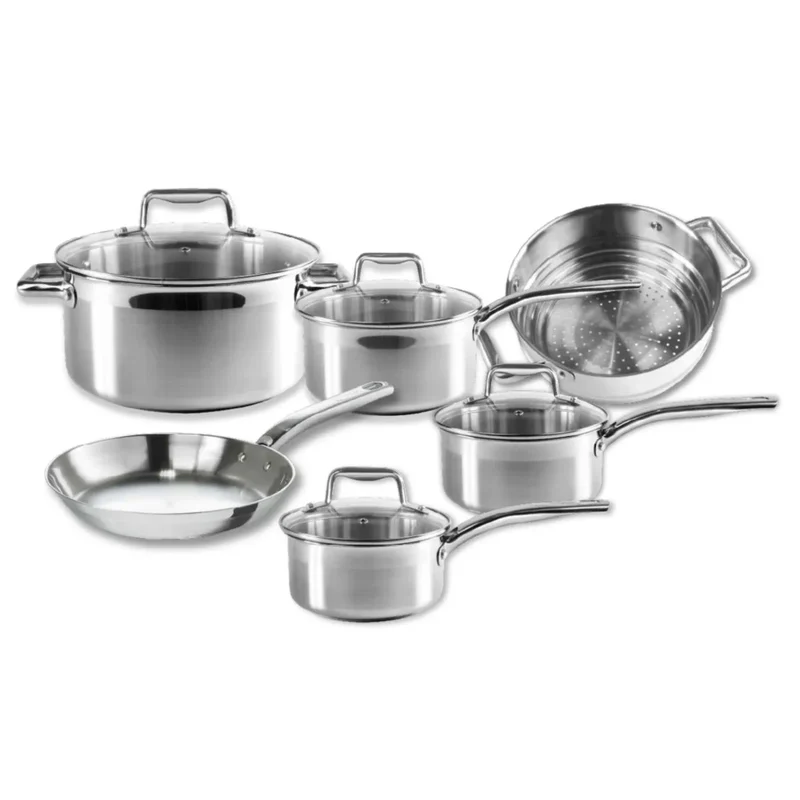 Ensemble de cuisine T-fal en acier inoxydable 10 pièces