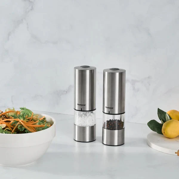 Homend Grindgo 6003 Set de 2 Moulins à Épices Rechargeables, Inox