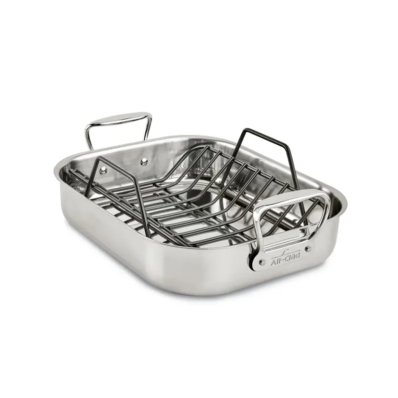 Accessoires Gourmet, Petite Rôtissoire en Acier Inoxydable avec support, 11 x 14 po