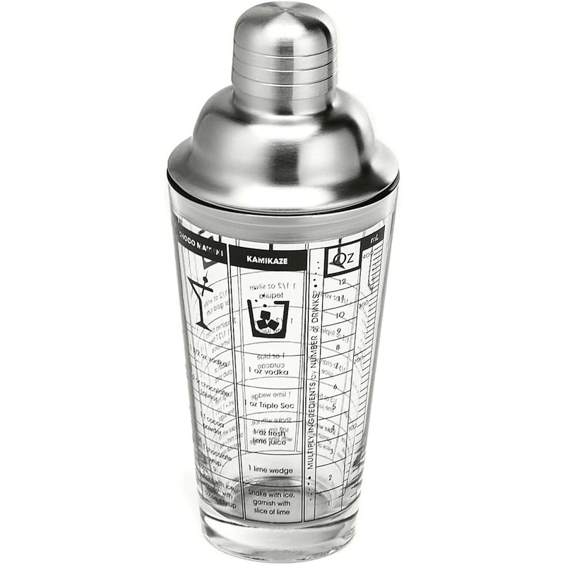Shaker à cocktail, verre et acier inoxydable