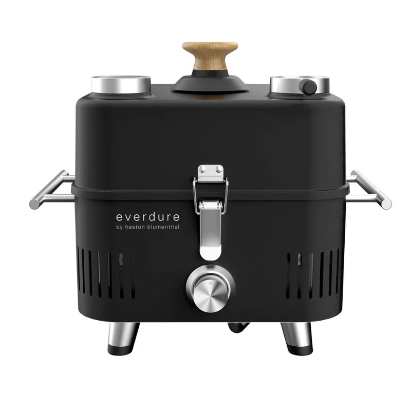 Barbecue à gaz portable Everdure Cube Proflame 360 avec hotte de cuisson – Noir mat