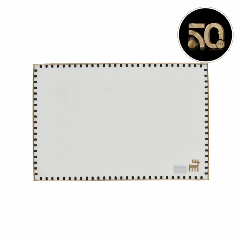 Napperon Karaca Home Collection Signature du 50e anniversaire, or blanc, rectangulaire