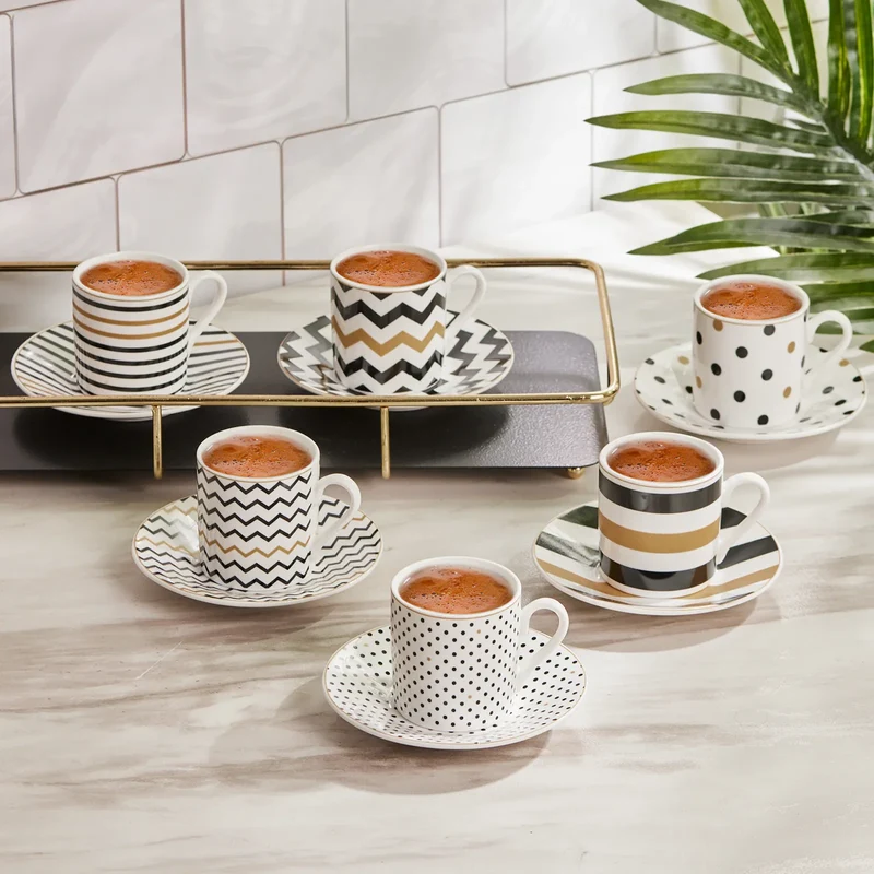 Coffret de tasses à expresso/moka Karaca Nossa pour 6 personnes, 12 pièces