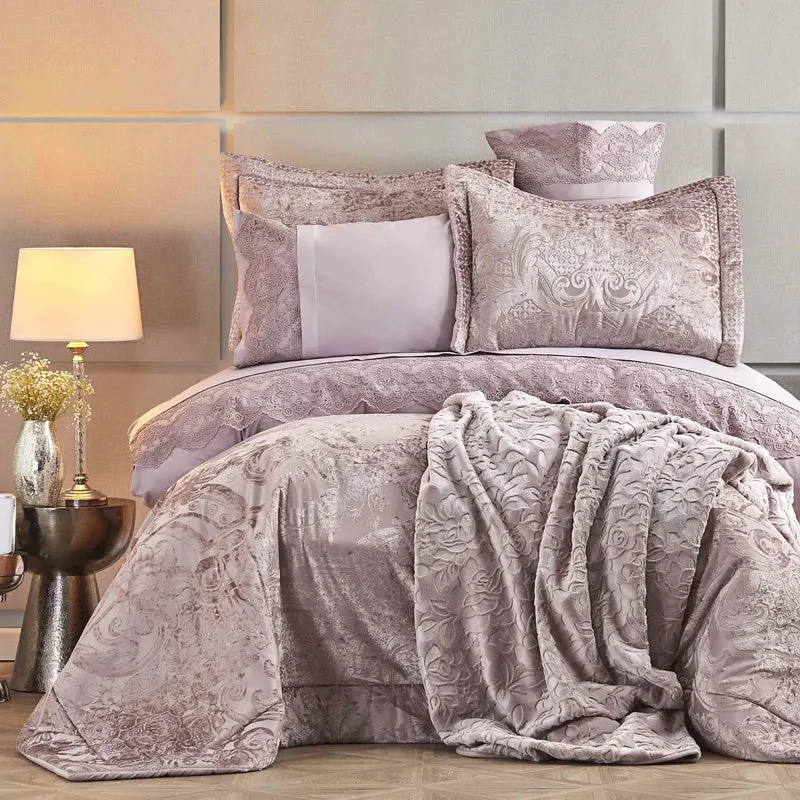 Cadeau de mariage – Parure de lit Karaca Home Valeria Best, 8 pièces, vieux rose