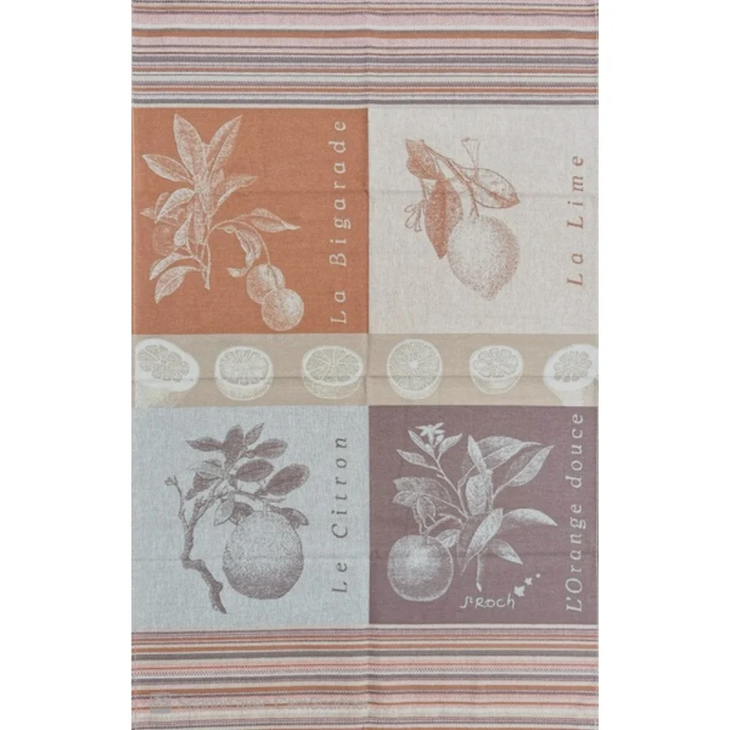 Torchon 100% coton Jacquard - CITRUS Ficelle