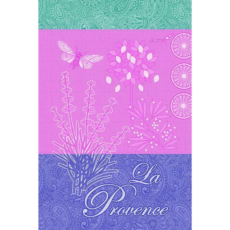 Torchon 100% coton Jacquard - PROVENCE Mauve