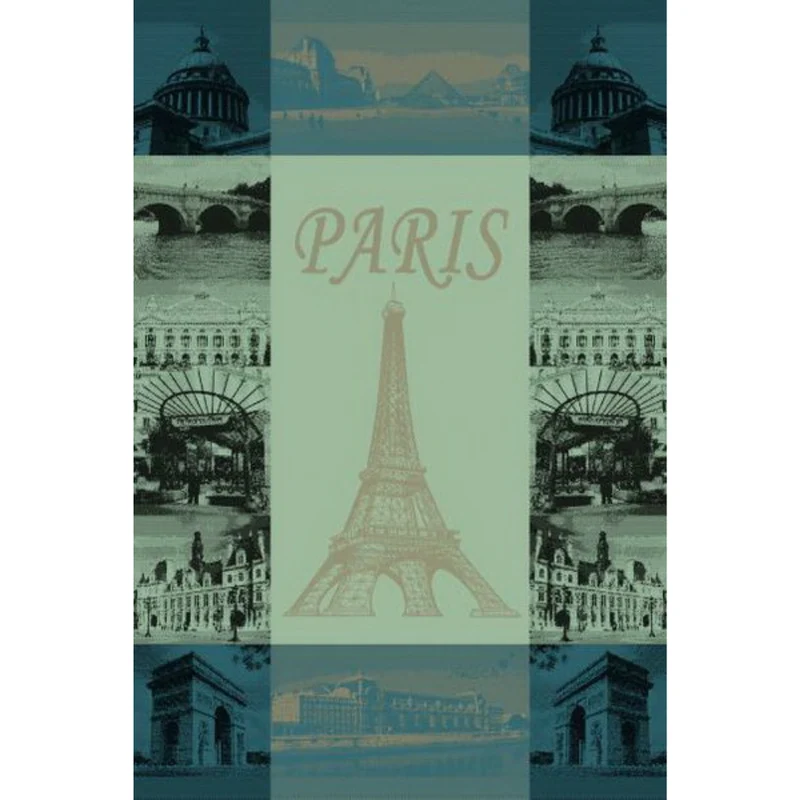 Torchon 100% coton Jacquard - LOVE PARIS Céladon