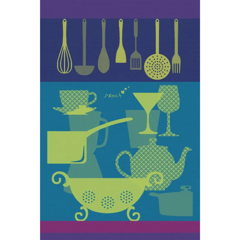 Torchon 100% coton Jacquard - A TABLE Bleu
