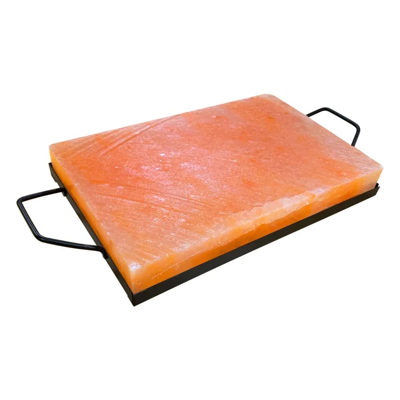 Planche de sel rose de l'Himalaya avec plateau de support pour la cuisson 17"