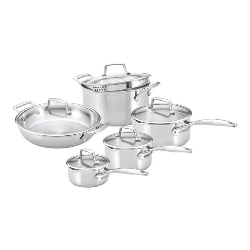 Batterie de cuisine 10 pièces en acier inoxydable 18/10