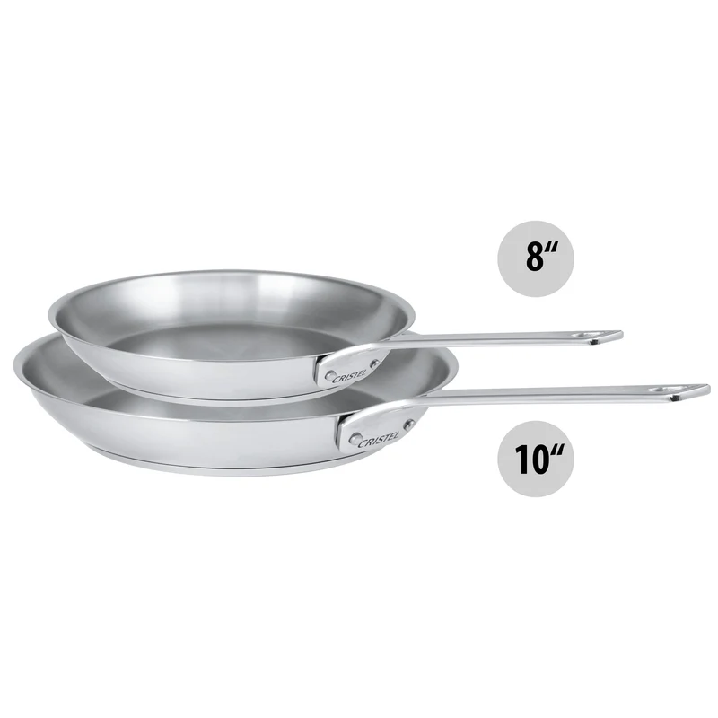 Ensemble de 2 poêles à frire en acier inoxydable Cristel - Collection 1826