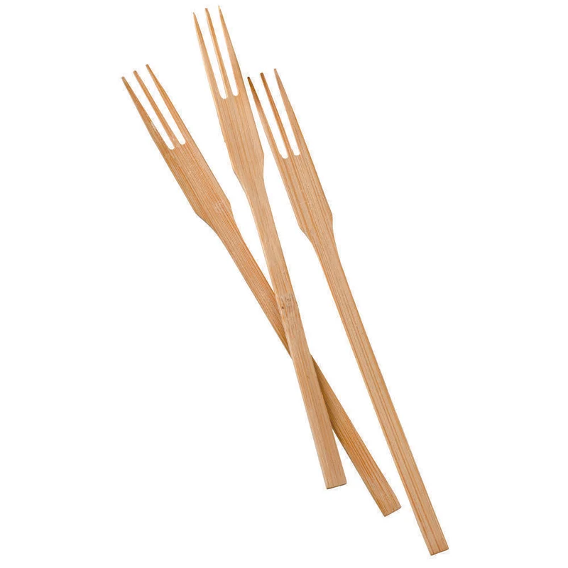Fourchettes Bambou 3 dents 14cm - pqt 100