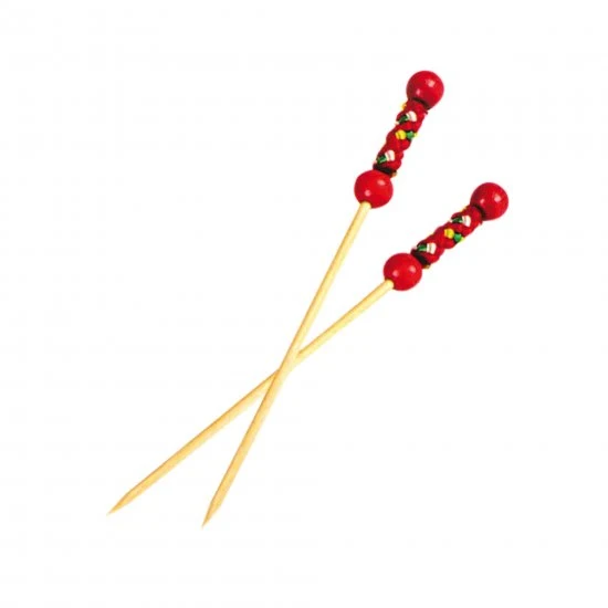 Brochettes Bambou Perle rouge - pqt 200
