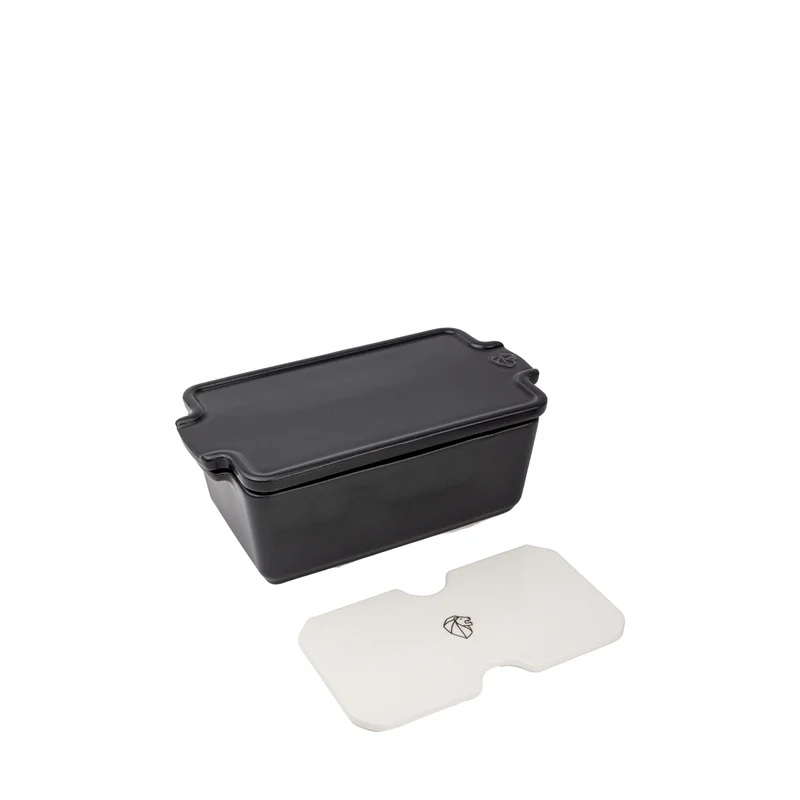 APPOLIA - Terrine en céramique avec presse, noire/ardoise - 600 à 700 g - 20cm-8"
