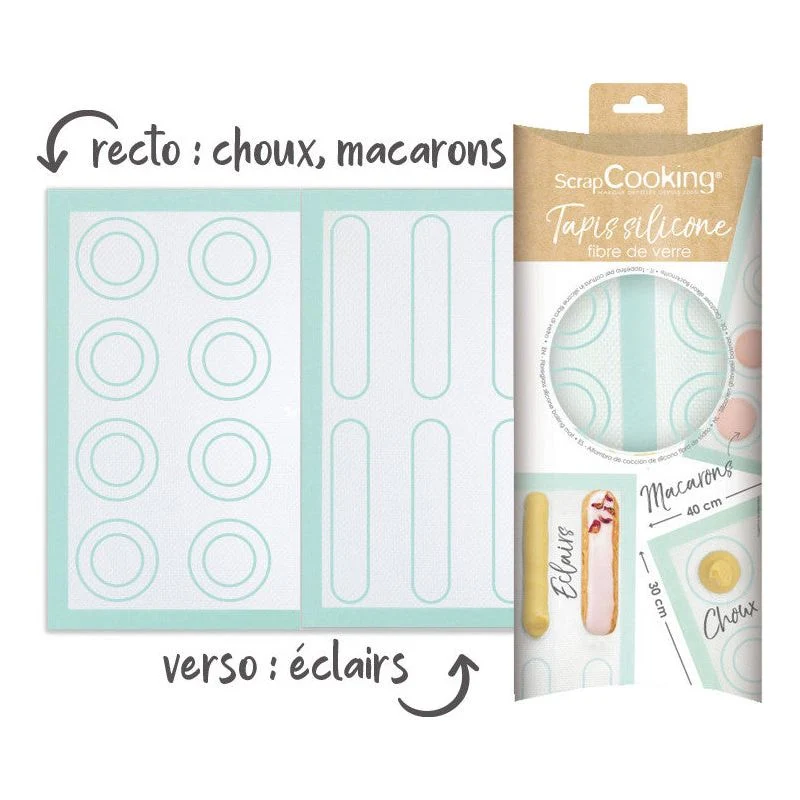 Tapis silicone en fibre de verre choux/éclair/macaron