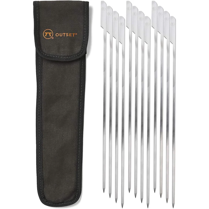 Brochettes en inox avec sac de rangement (Ensemble de 12)