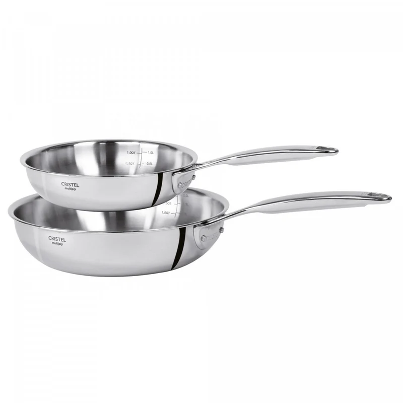 Ensemble de 2 poêles à frire en acier inoxydable - CASTEL'PRO