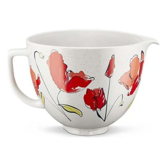 Bol en céramique motifs coquelicots 3L-5qt pour KitchenAid