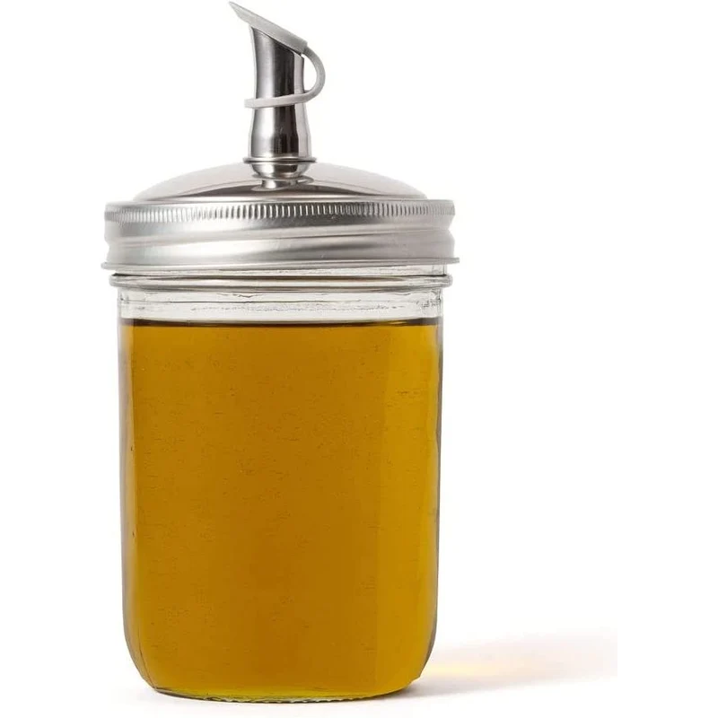Couvercle verseur d'huile en inox pour pots Mason