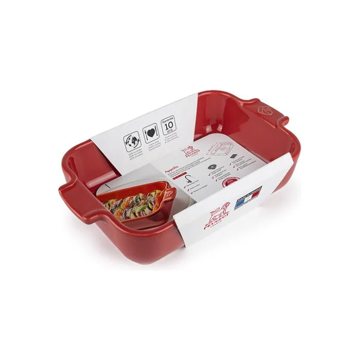 APPOLIA - Plat four en céramique rectangle Rouge 22cm-8 3/4"