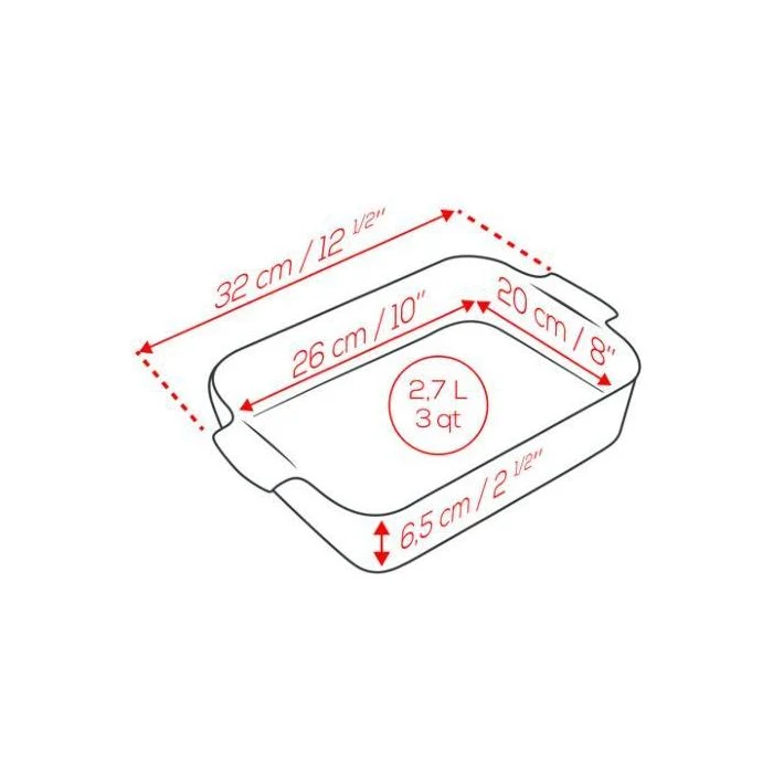 APPOLIA - Plat four en céramique rectangle Rouge 32cm-12,5"