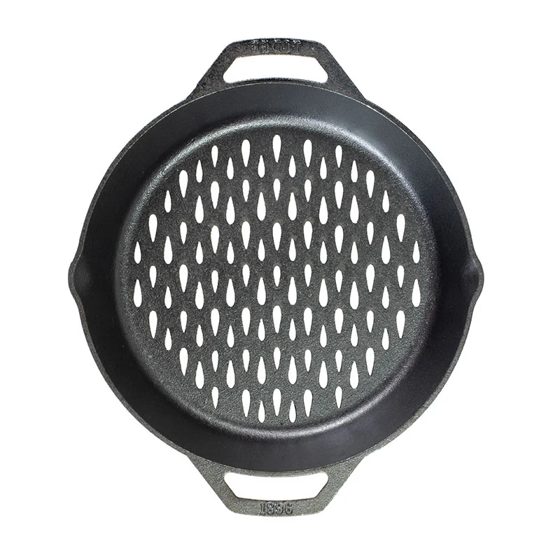 Panier à griller double poignée en fonte assaisonnée de 12"