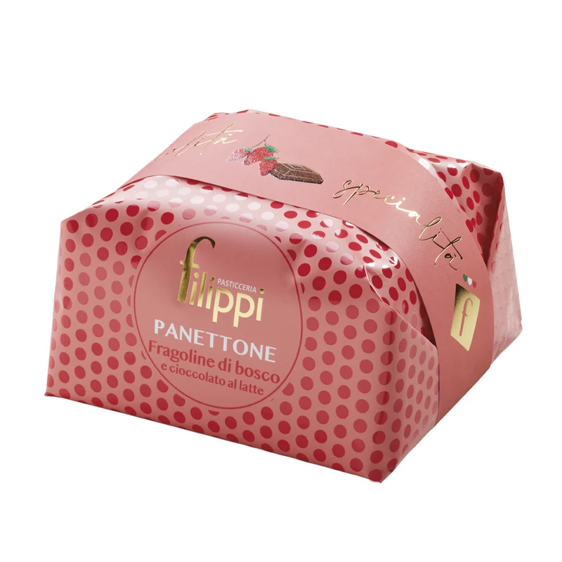 Panettone aux fraises sauvages et chocolat au lait 500g