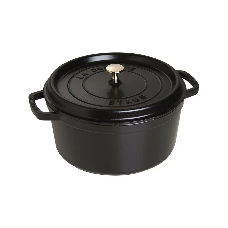 Cocotte ronde fonte et émail noir 13.2'' 34cm 12.5L
