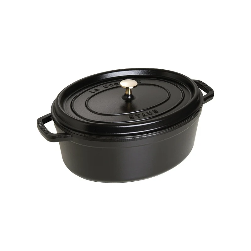 Cocotte ovale fonte et émail Noir 12'' 31cm 5.5L
