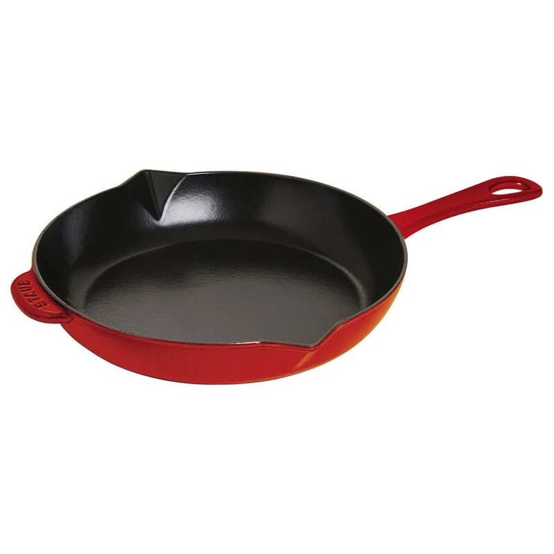 Poêle Staub en fonte et émail rouge