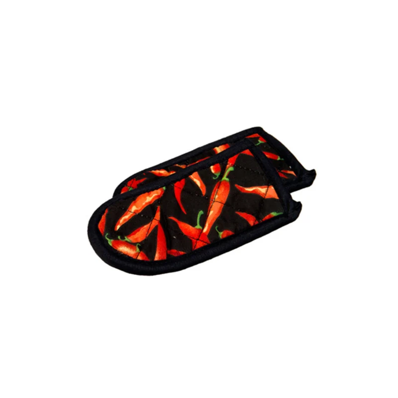 Lot de 2 protèges poignées, motifs piments rouge-noir