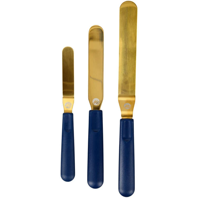 Set de spatules à glaçage bleu marine et or, 3 pièces