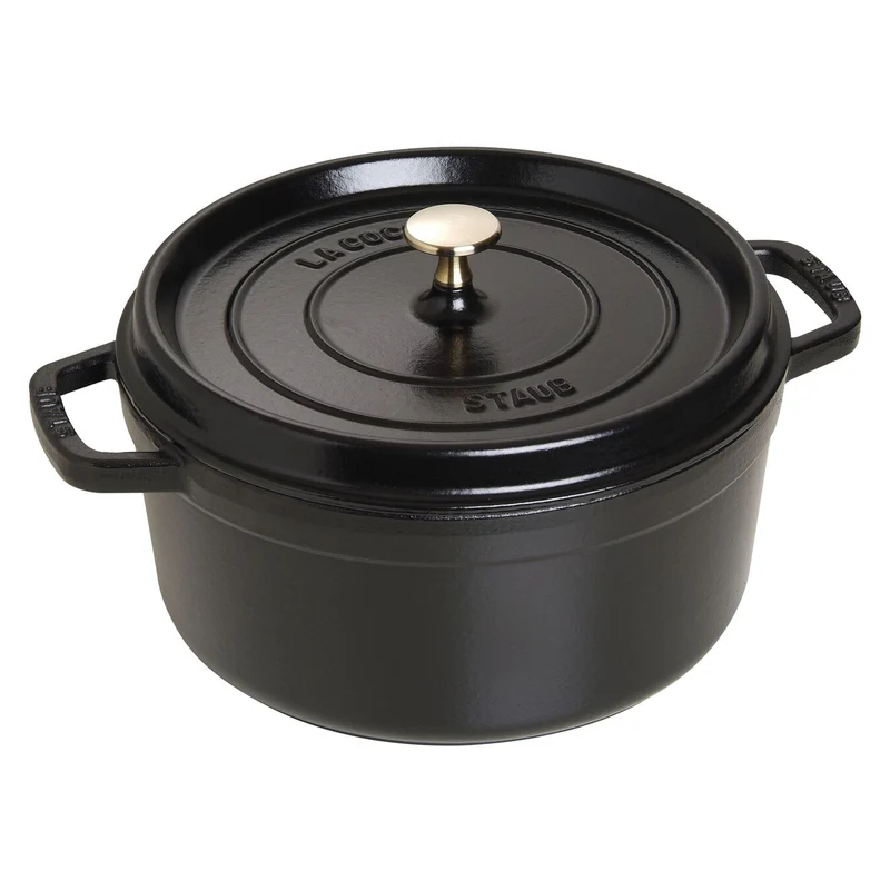 Cocotte ronde fonte et émail Noir 10'' 26cm 5.2L