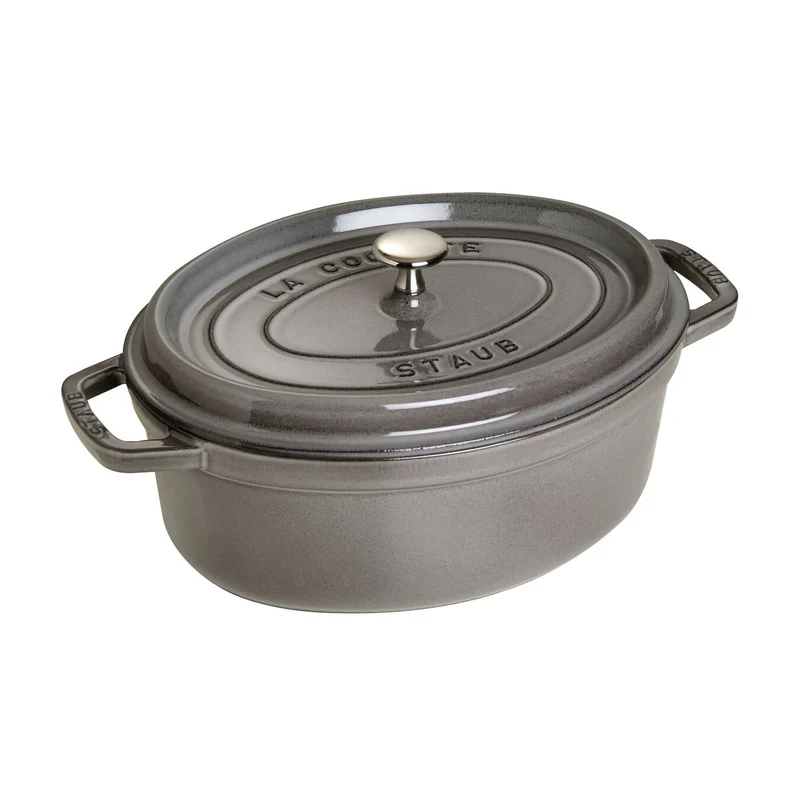 Cocotte ovale fonte et émail Grise 14'' 37cm 8L
