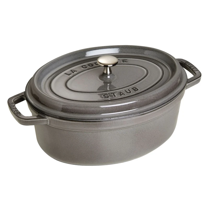 Cocotte ovale fonte et émail Grise 11.5'' 29cm 4.25L