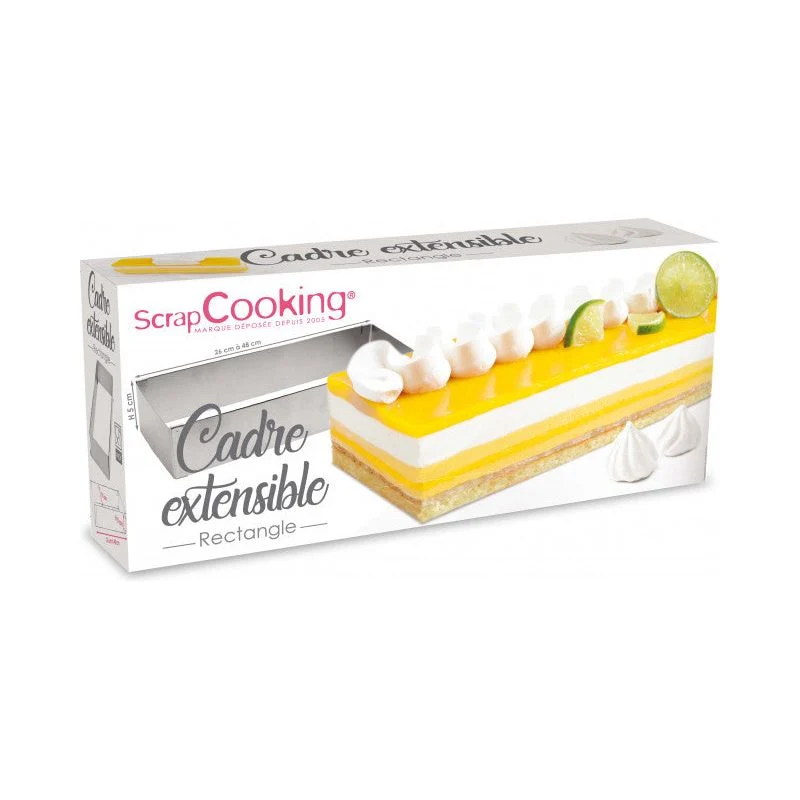 Cadre pâtissier rectangle extensible inox de 25 à 48 cm