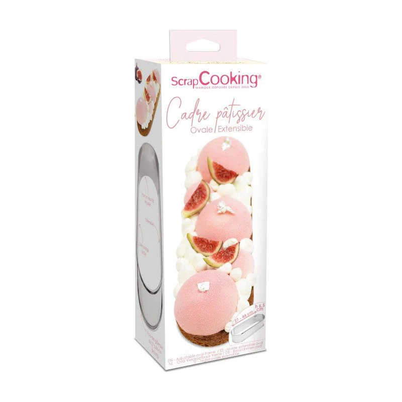 Cadre pâtissier ovale extensible inox de 27 à 40 cm