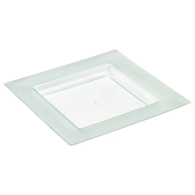 Assiette Diamant transparente verte 150 mm - paquet de 25