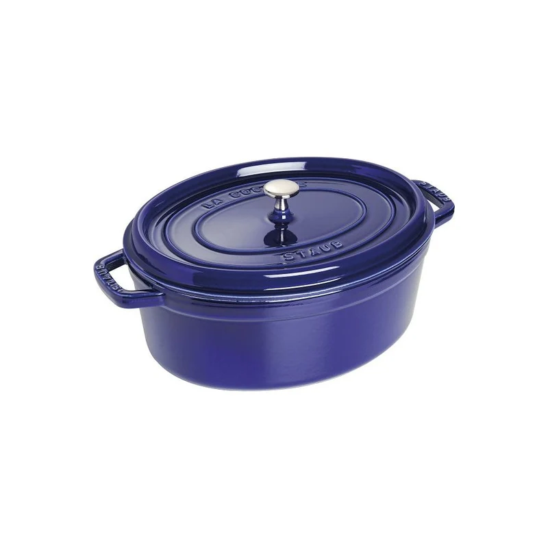 Cocotte ovale fonte et émail Bleu 31cm 5.5L